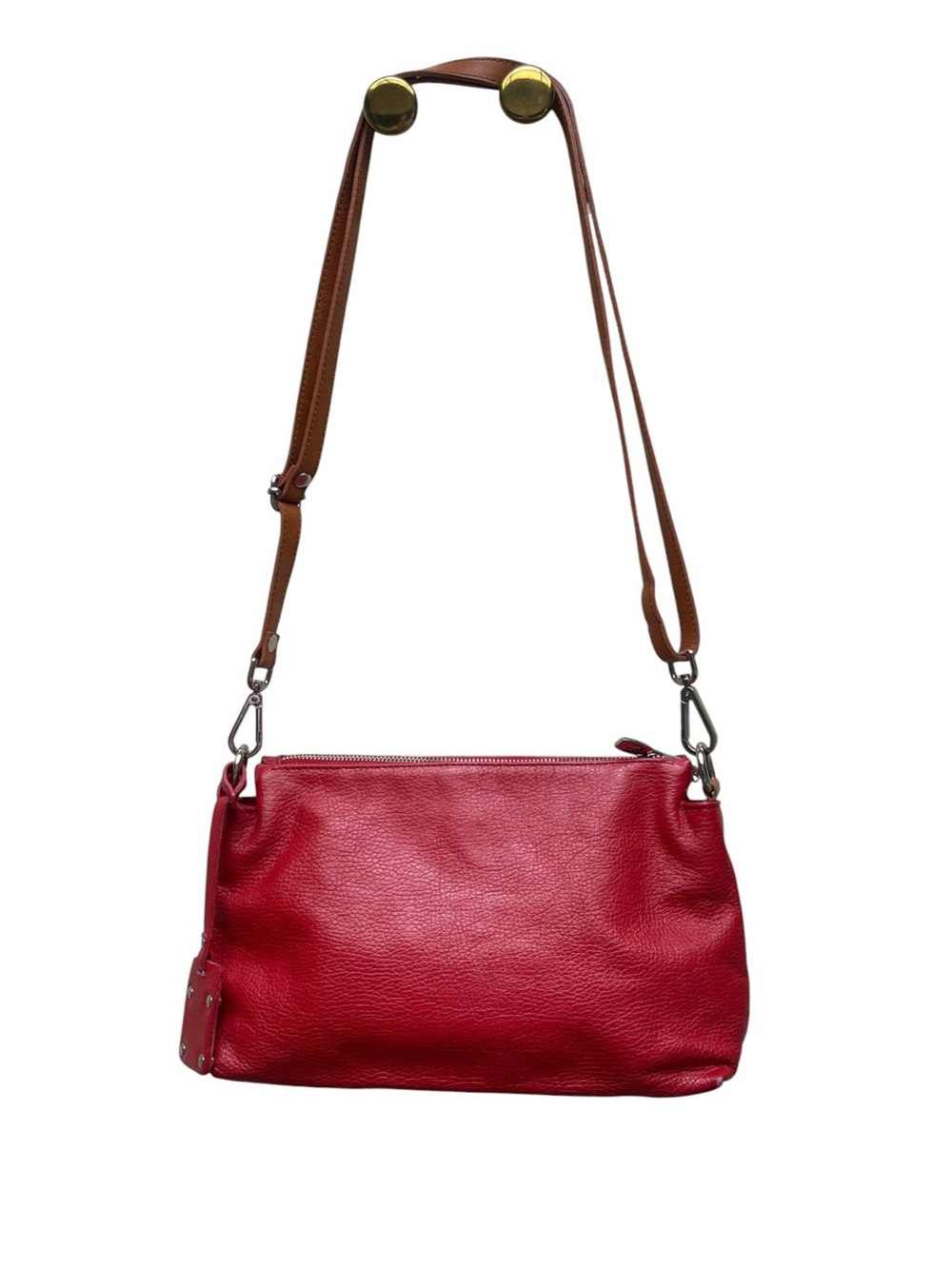 Valentina Italia Red Pebbled Leather Crossbody Italian Leather Shoulder Purse